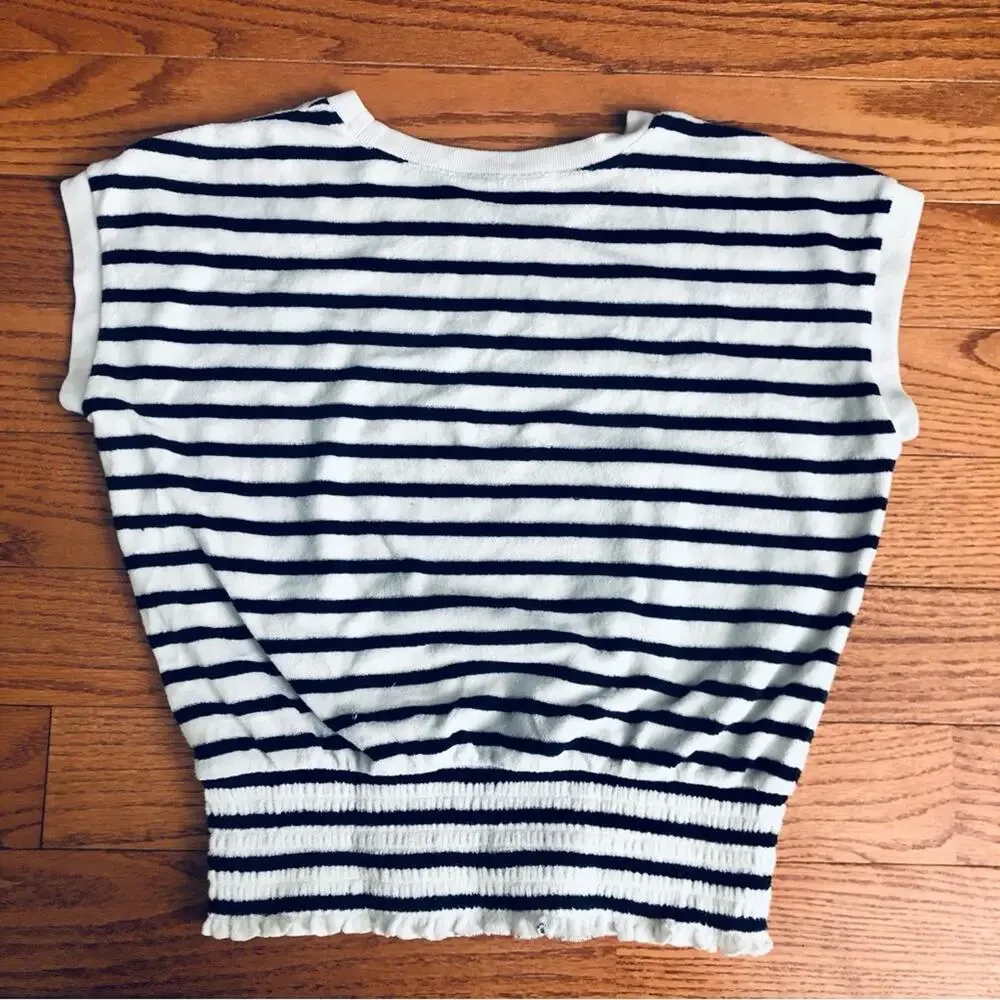 Gap Kids Terry Cloth Striped White Black Shirt Short Set Girl’s Size XXL (14-16)